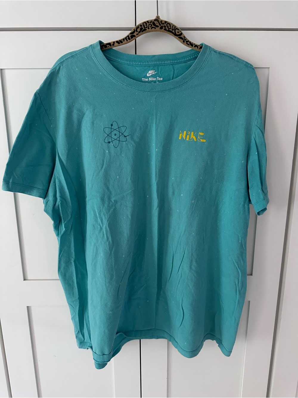 Nike Teal Short Sleeve Logo Tee with Atom Graphic